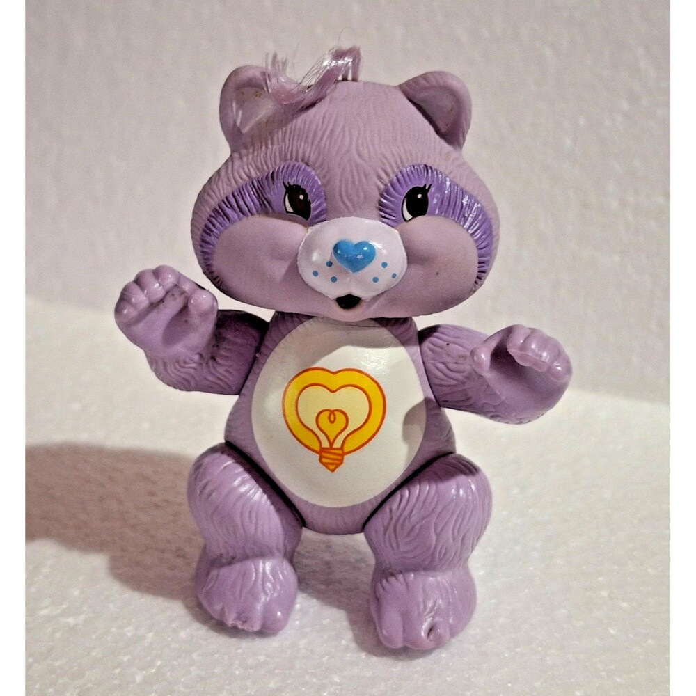 Vintage 1985 Care Bears Cousins Bright Heart Raccoon 3" Poseable Figure Kenner